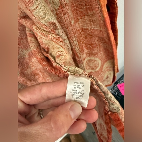 VTG Flannel Button Down Bomber Long Sleeve Top Orange Multi Color Hippie Boho 3X - Picture 5 of 10